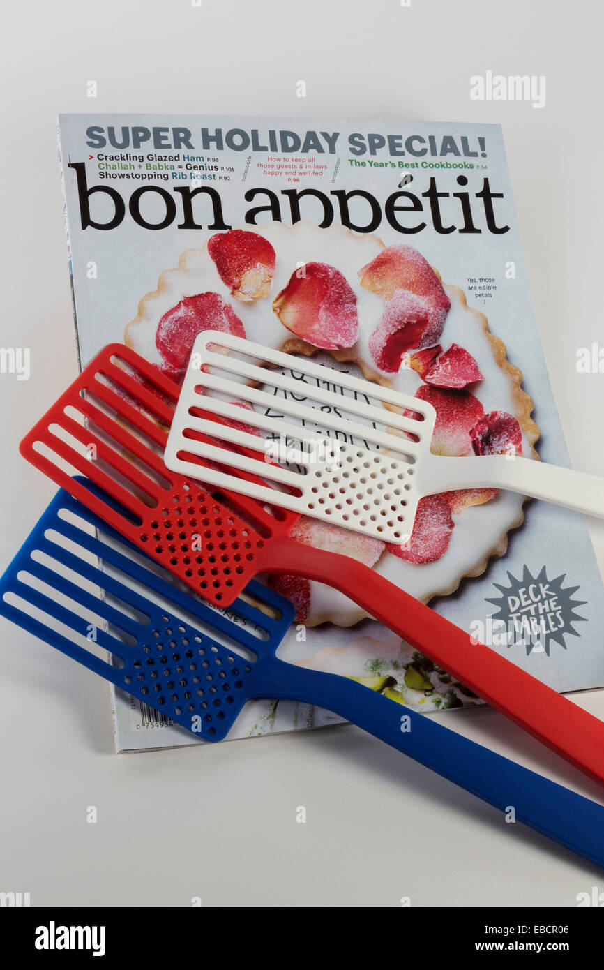 https://c8.alamy.com/comp/EBCR06/still-life-bon-appetit-magazine-and-red-white-and-blue-spatulas-usa-EBCR06.jpg