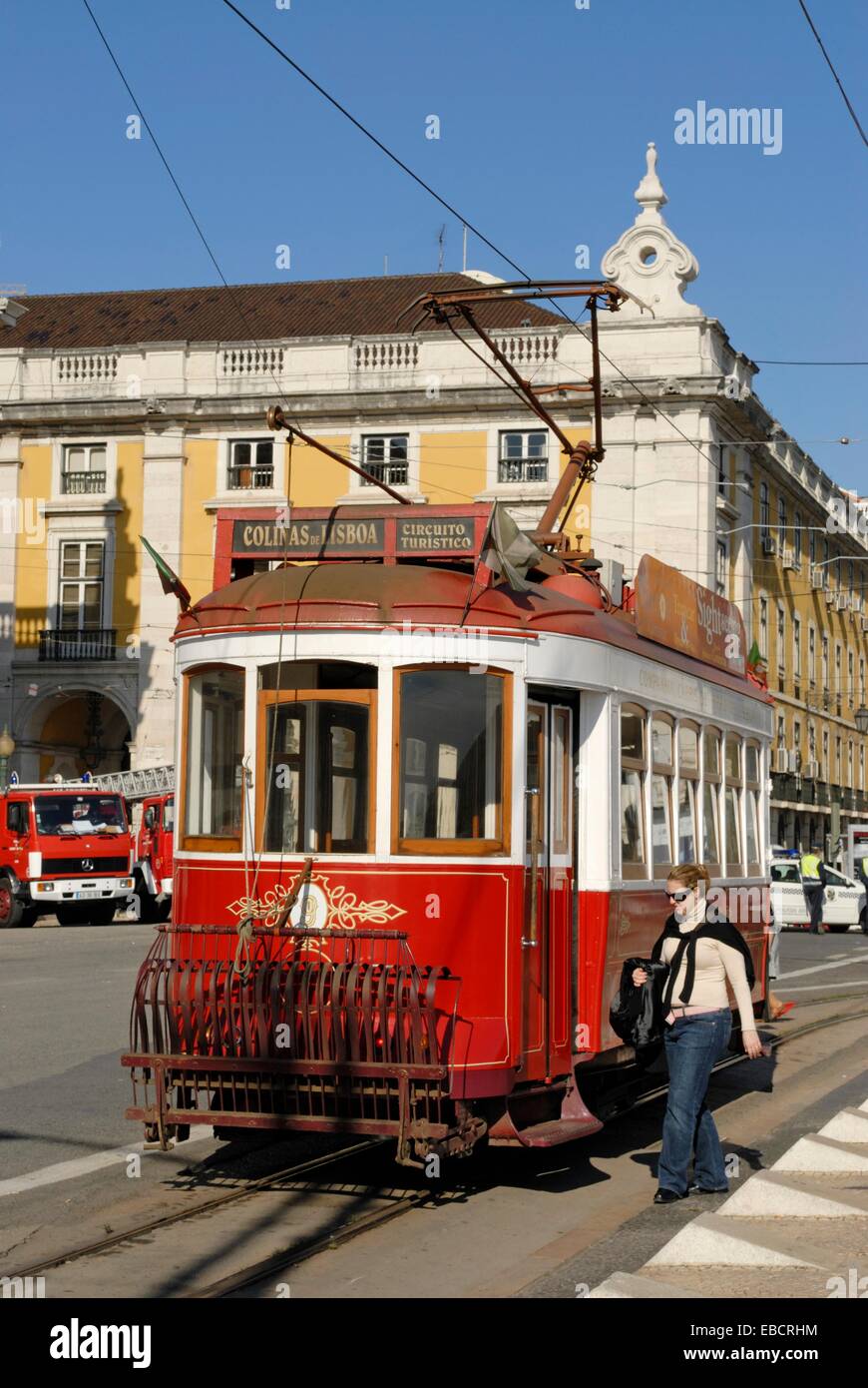 tram, Commerce Square, Lisbon, Portugal, europe Stock Photo