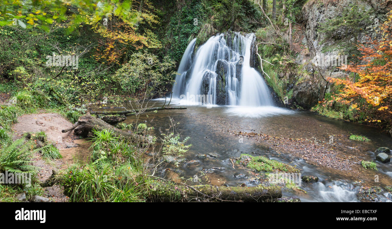 Waterfall in the Fairy Glen on the Black Isle of Scotland. Stock Photo