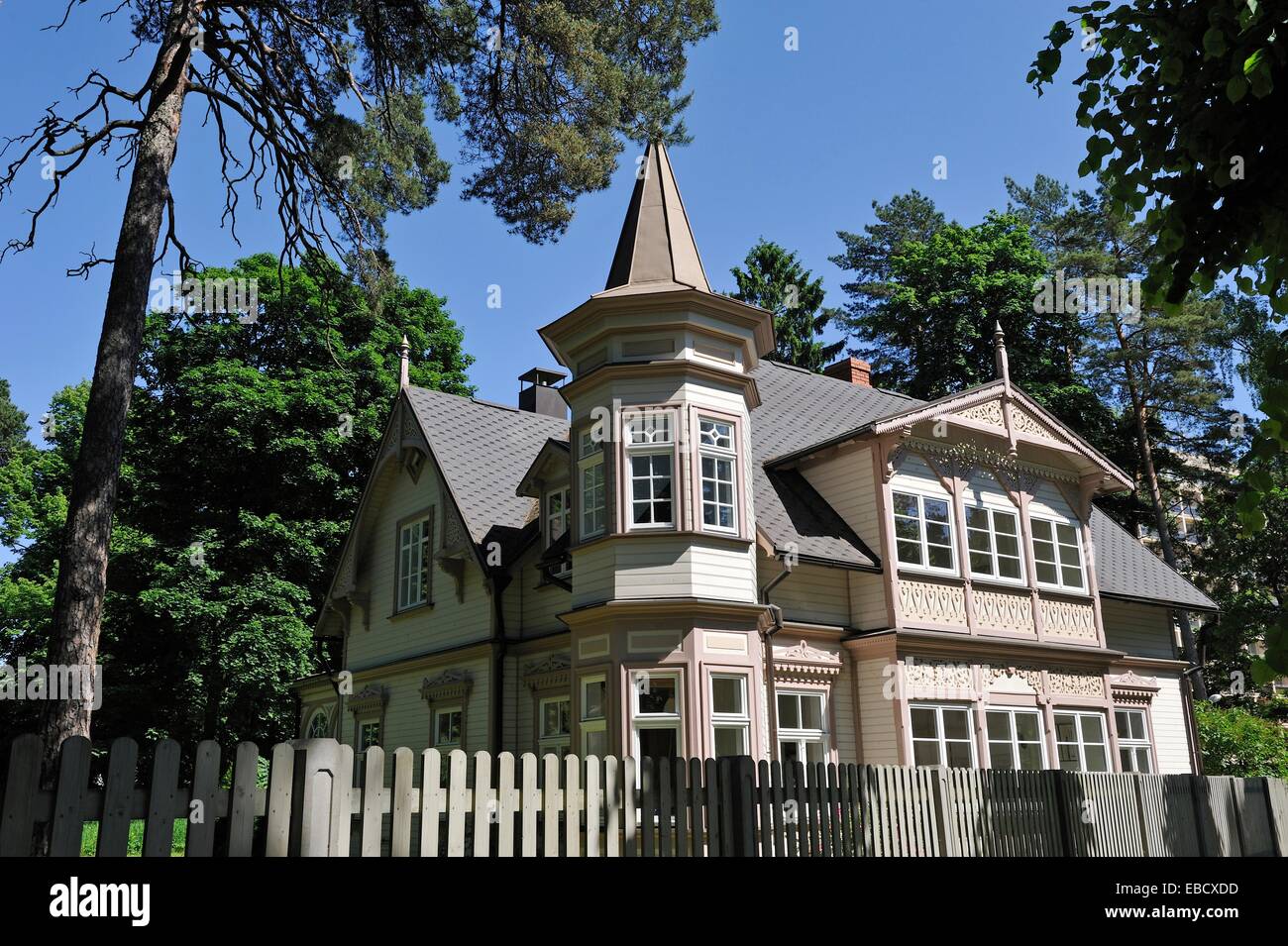 typical wooden house at Jurmala Gulf of Riga Latvia Baltic region