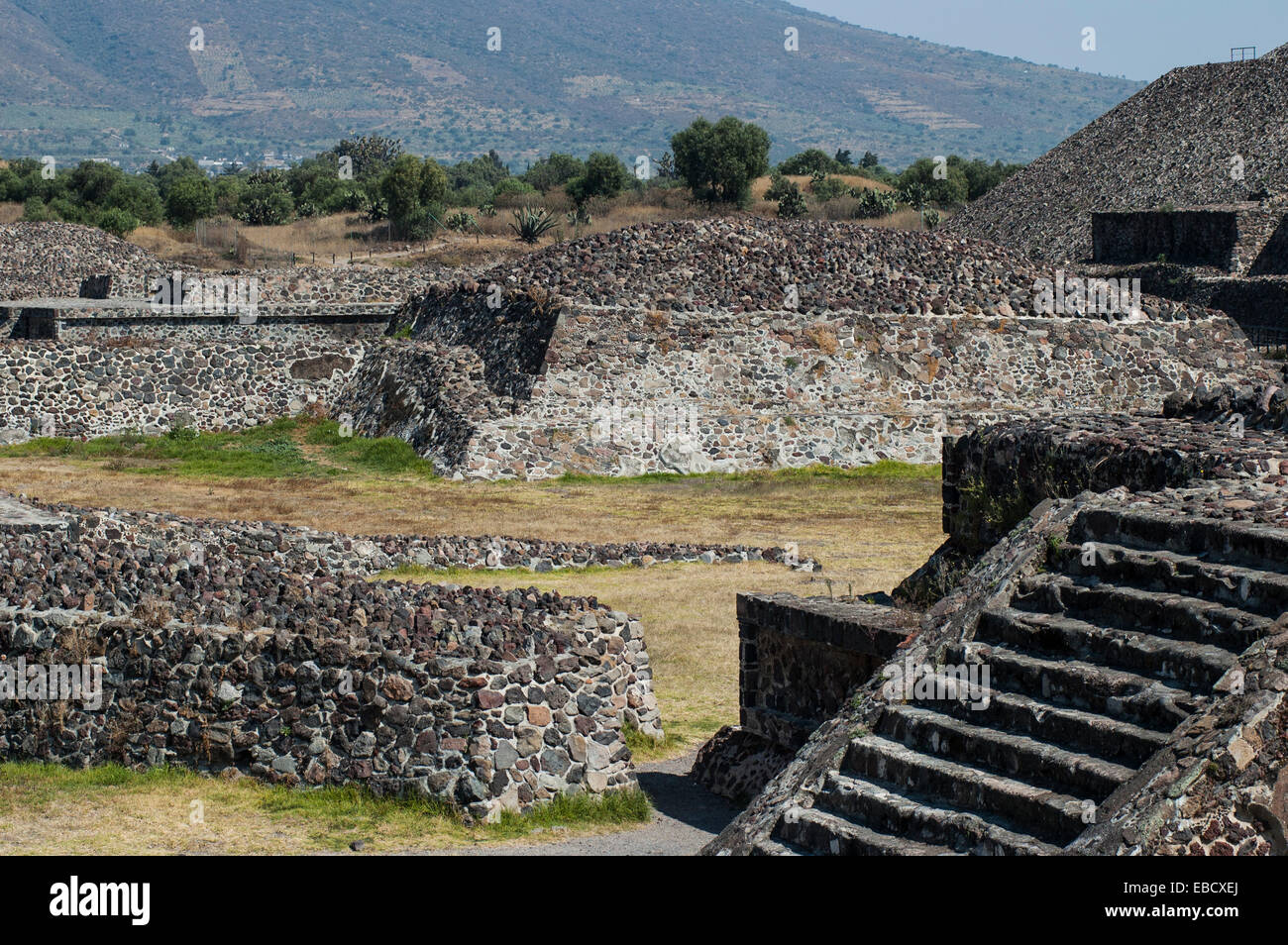 Pyramids of Teotihuacan, Mexico. Symbol of the pre-colombian America Stock Photo