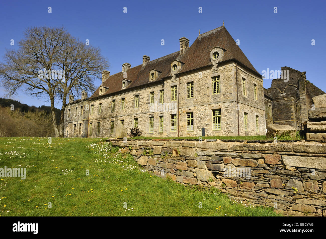 Notre-Dame de Bon-Repos Abbey, Saint-Gelven, Cotes-d´Armor department, Region of Brittany, France, Europe. Stock Photo
