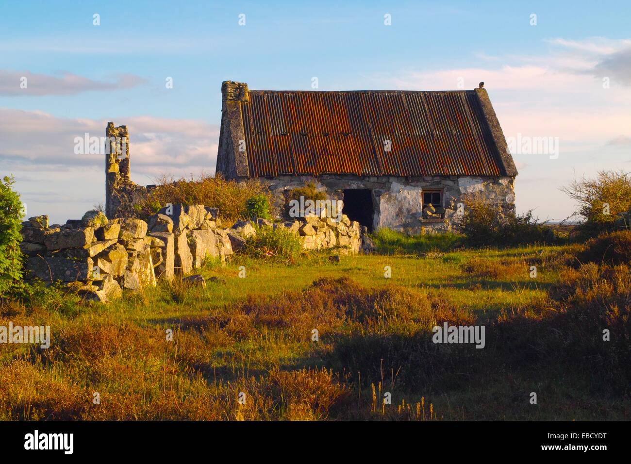 Derelict cottage near Lettermore Connemara County Galway Ireland Stock