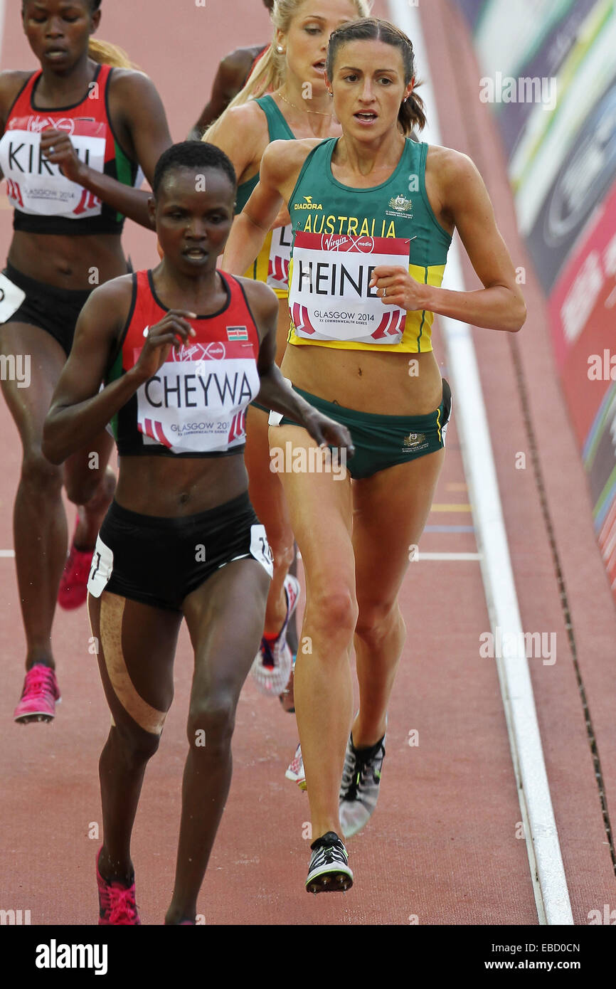 Madeline HEINER of Australia  in the athletics in the Womens 3000 metres Steeplechase Final at Hampden Park, in the 2014 Commonwealth games, Glasgow Stock Photo