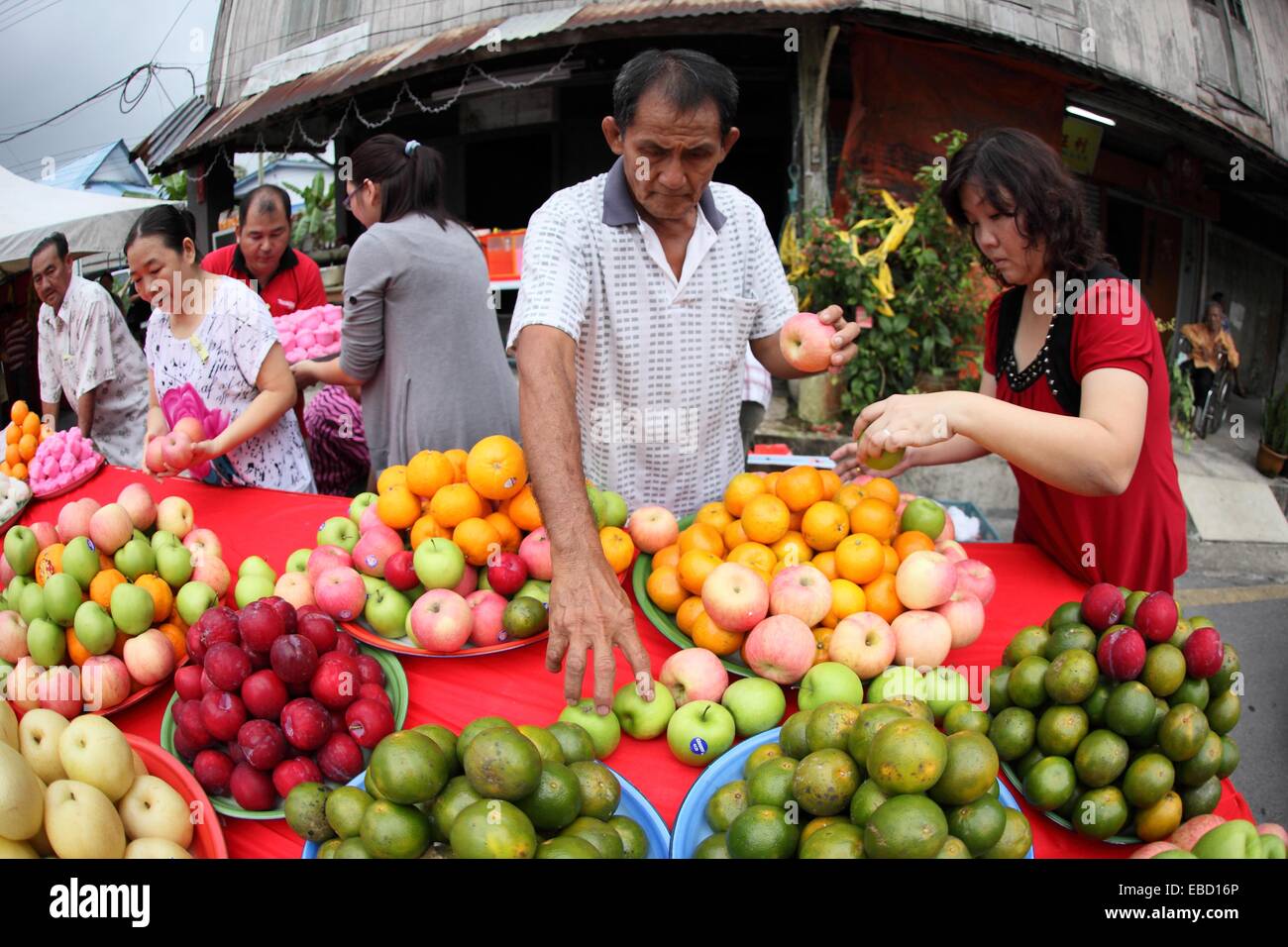 fruit on displayed for celebration kuching sarawak malaysia borneo