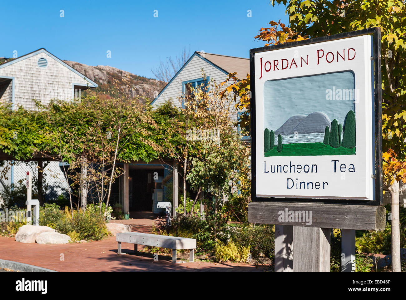 Jordan Pond Restaurant, Acadia National Park, Mt, Desert Island, Maine, USA Stock Photo