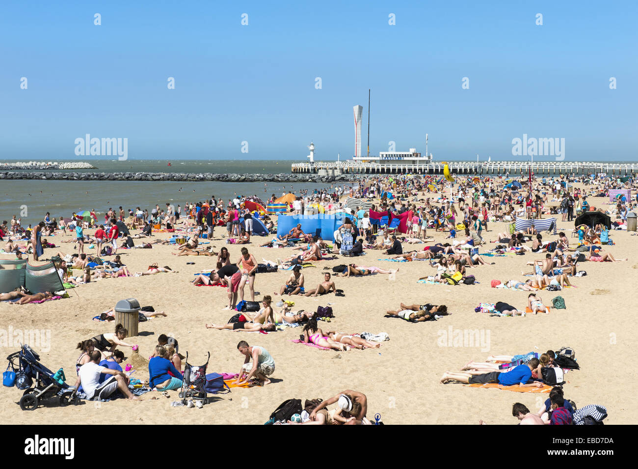Oostende beach North Sea Coast West Flanders Belgium. Stock Photo