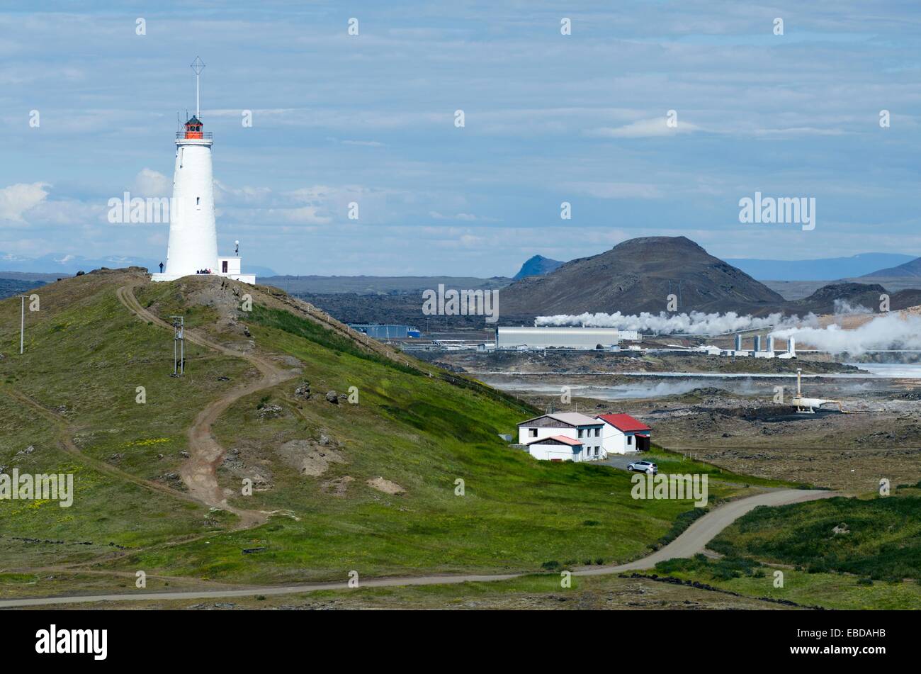 Lighthouse in Reykjanesta coastal area  Iceland Stock Photo