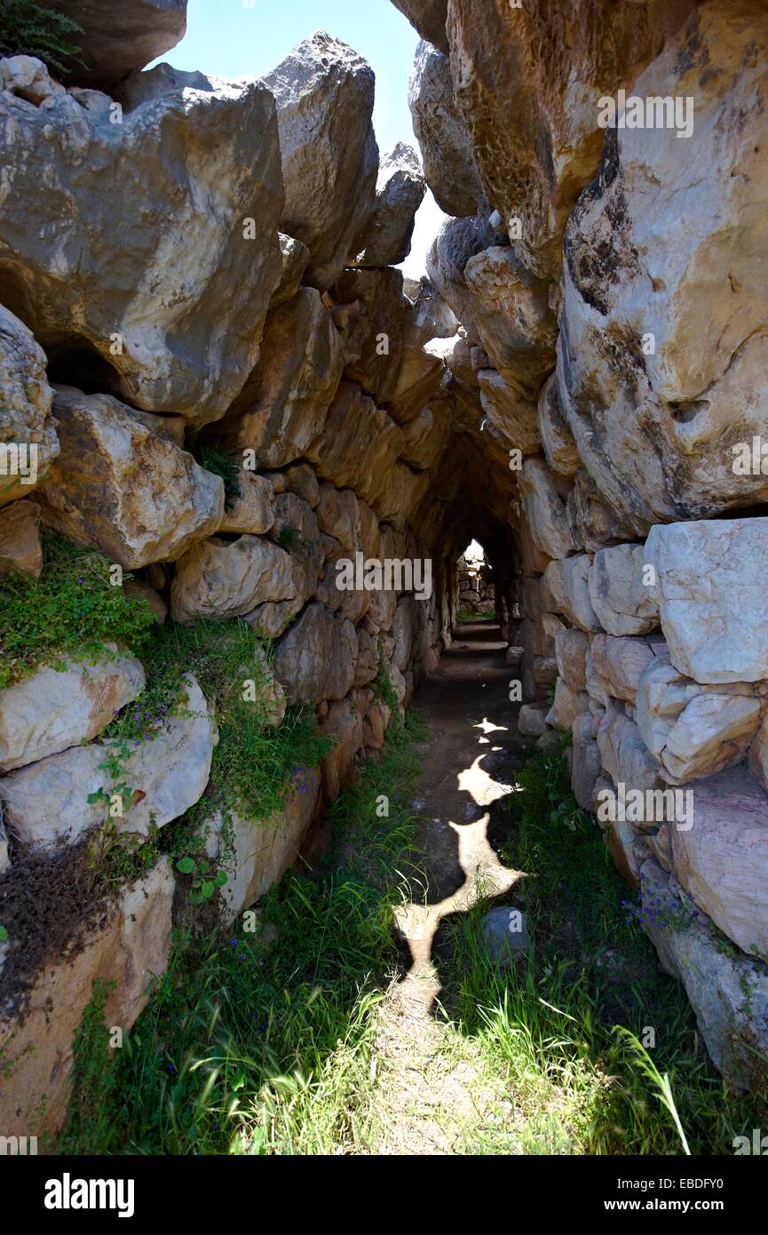 Ancient Corbel Arch Tunnel Under The Acropolis Of Tiryns Or Stock