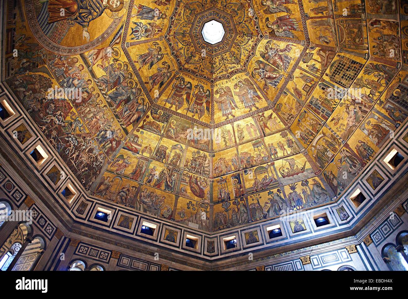 The Medieval mosaics of the ceiling of The Baptistry of Florence Duomo