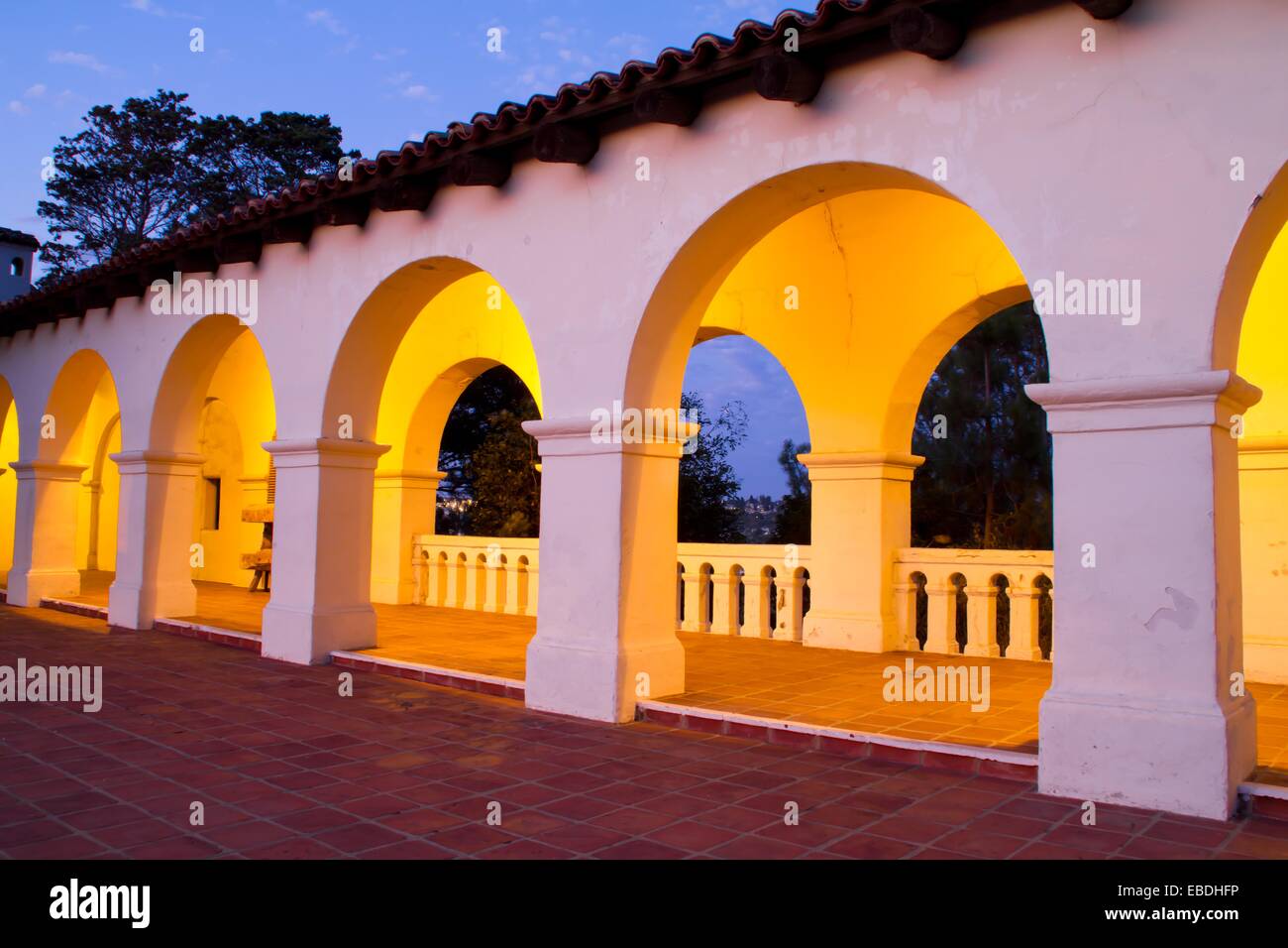 Traditional mission style architecture in San Diego, California Stock