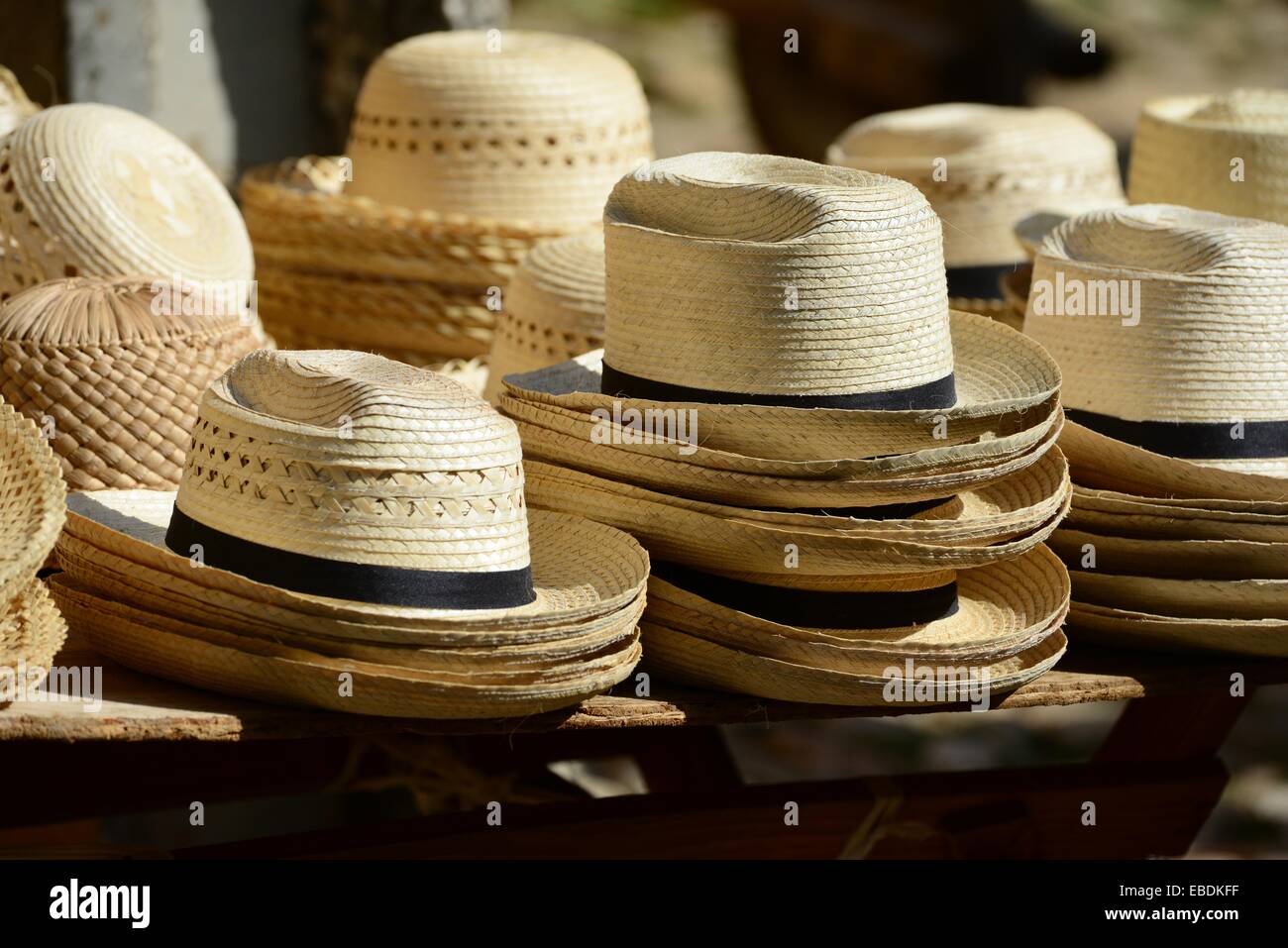 Straw hats in Cuba Stock Photo Alamy