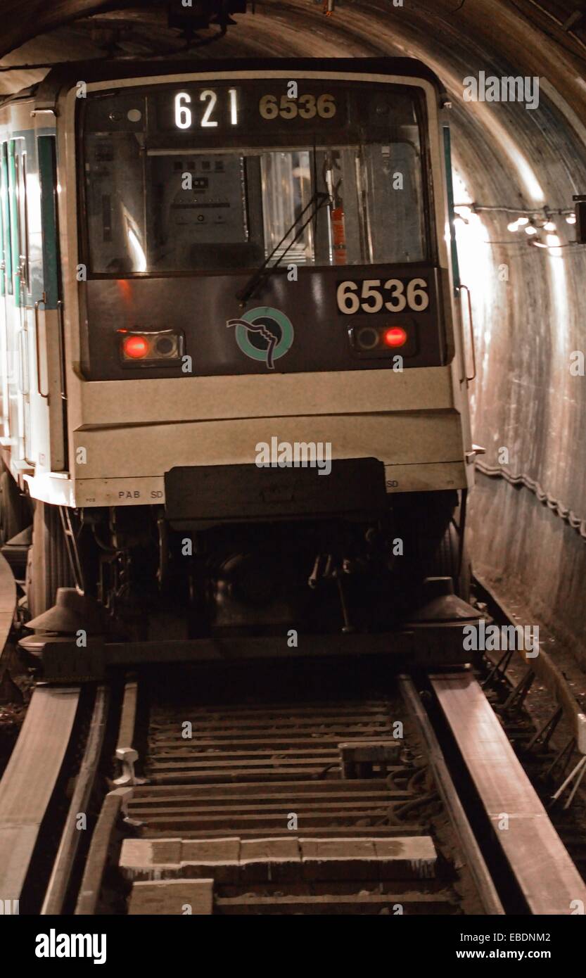 Paris netro train capable of running on a rubber tire system symbol of