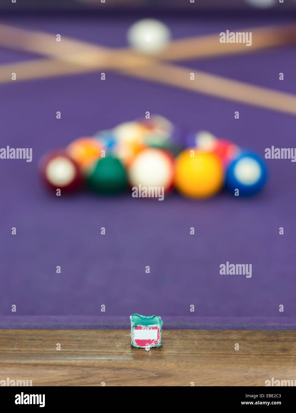 Billiard table with balls arranged in a triangle Stock Photo Alamy