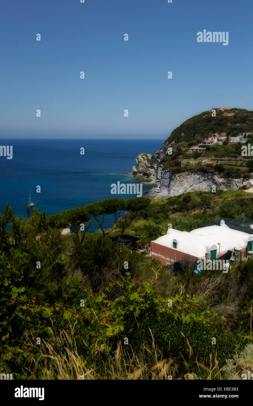 Panorama View of Island Coastline (Ponza, Italy) Portrait Orientation Stock Photo