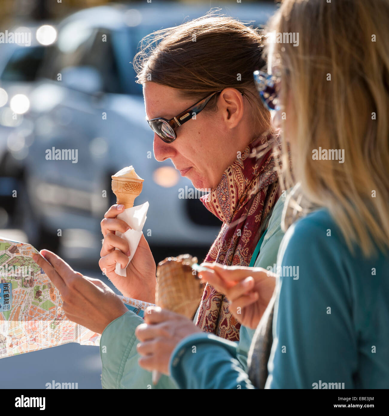 Lady and Ice Cream Stock Photo Alamy