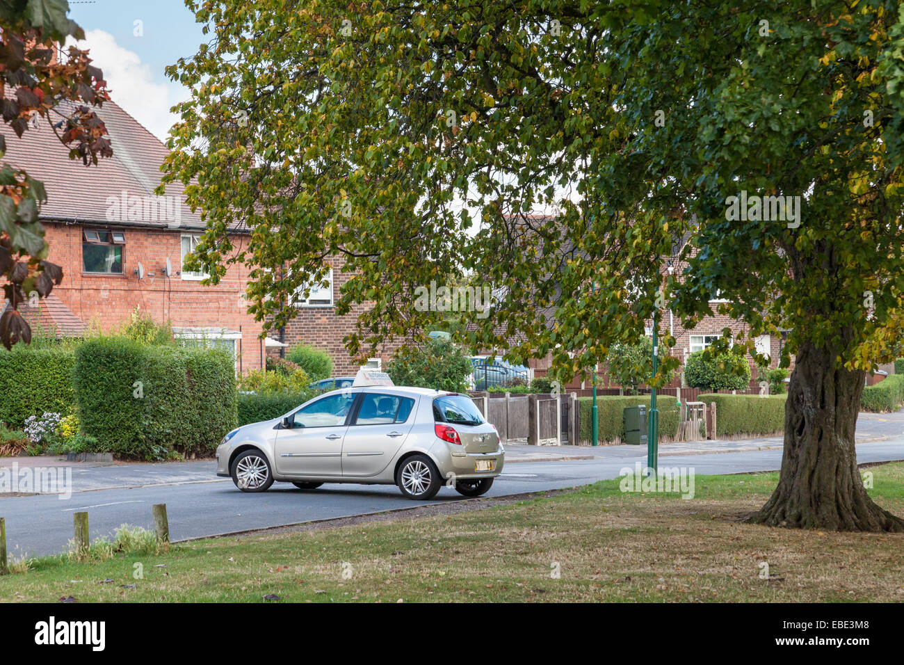 Learner driver practicing a three point turn, Nottingham, England, UK Stock Photo