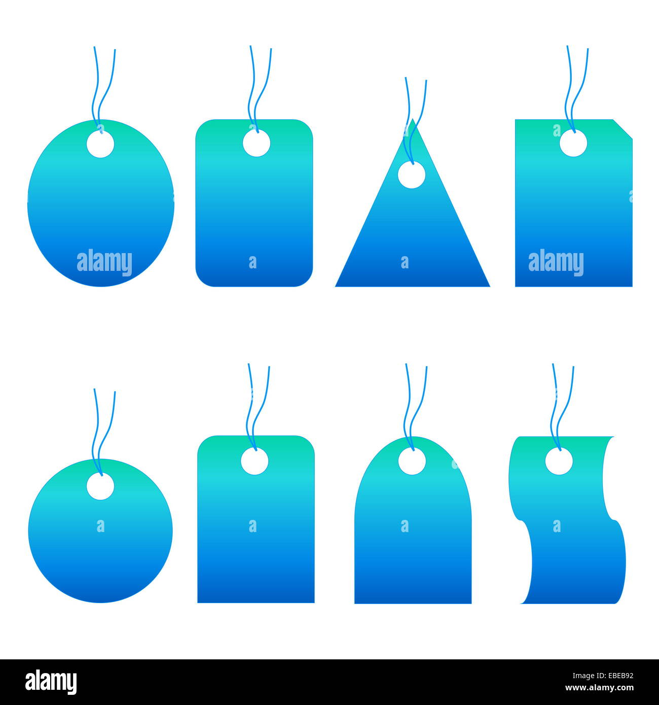 Set of eight different blue labels in white background Stock Photo Alamy