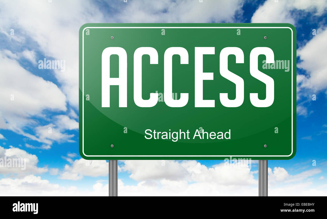 Highway Signpost with Access Wording on Sky Background Stock Photo Alamy