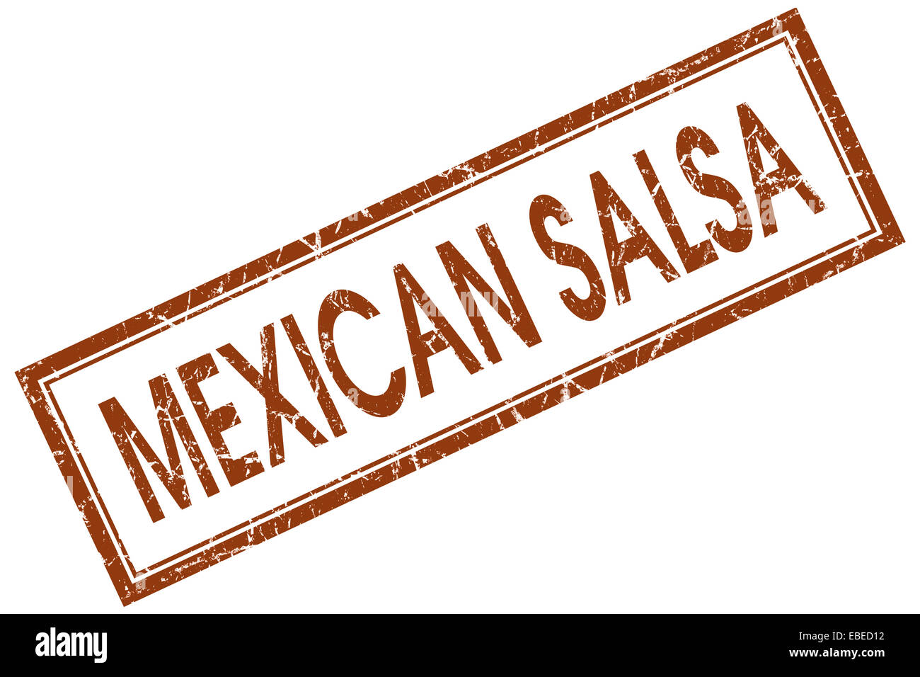 Mexican salsa brown square grungy stamp isolated on white background