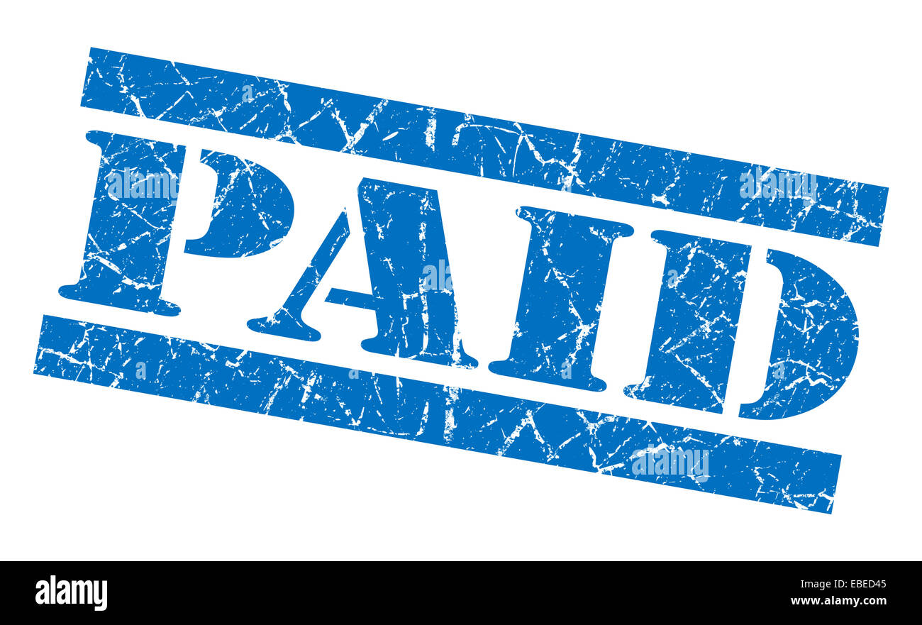 Paid grunge blue stamp Stock Photo Alamy