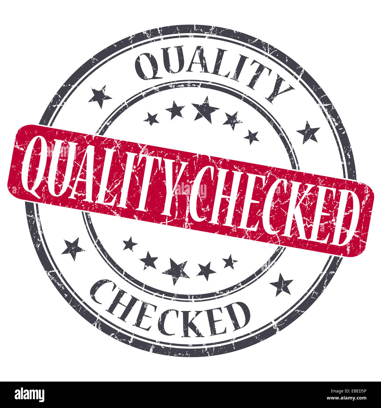 Quality Checked red grunge round stamp on white background Stock Photo ...