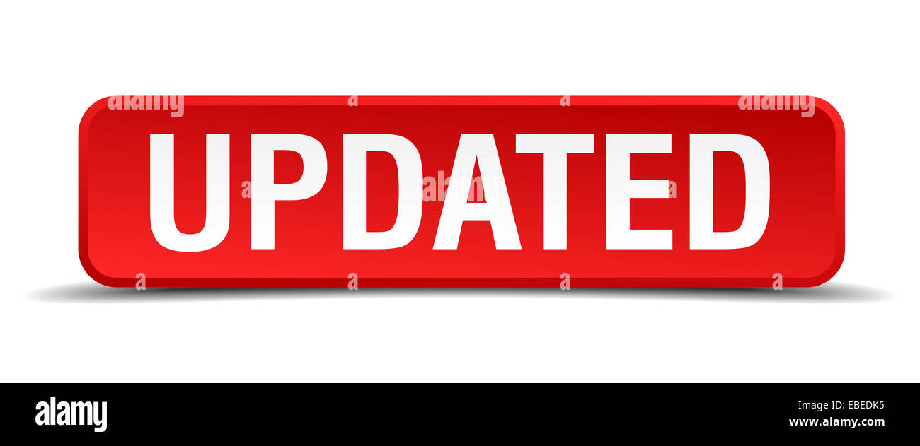 Square Update Button Image Updated red 3d square button isolated on white Stock Photo - Alamy