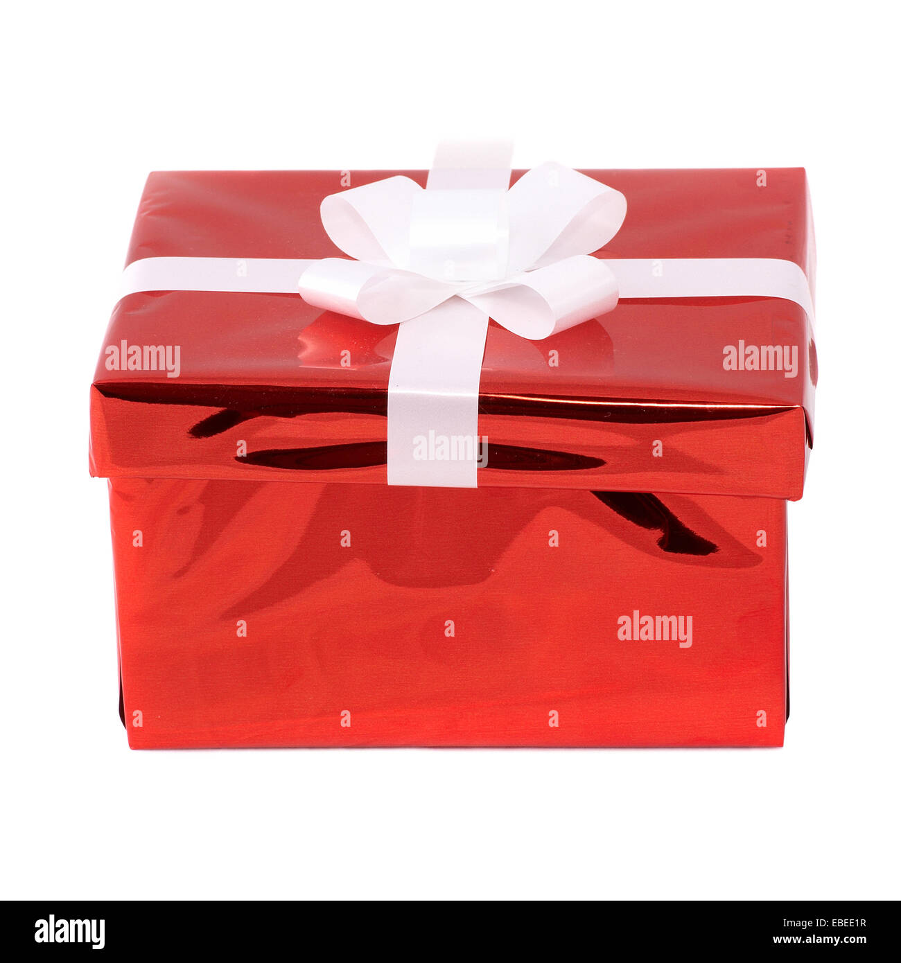 Red gift box isolated on white background Stock Photo - Alamy