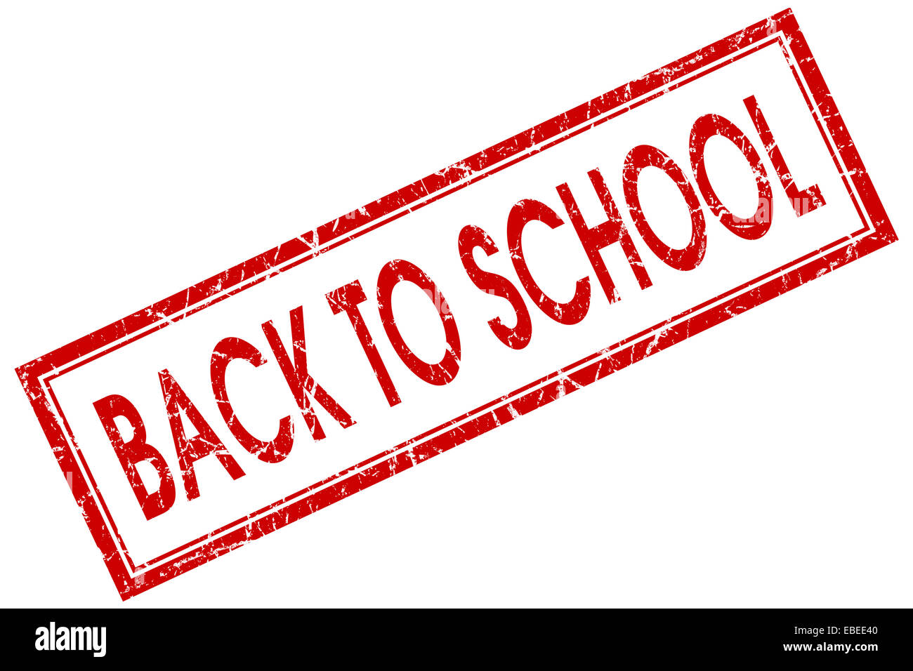 Back to school red square grungy stamp isolated on white background ...