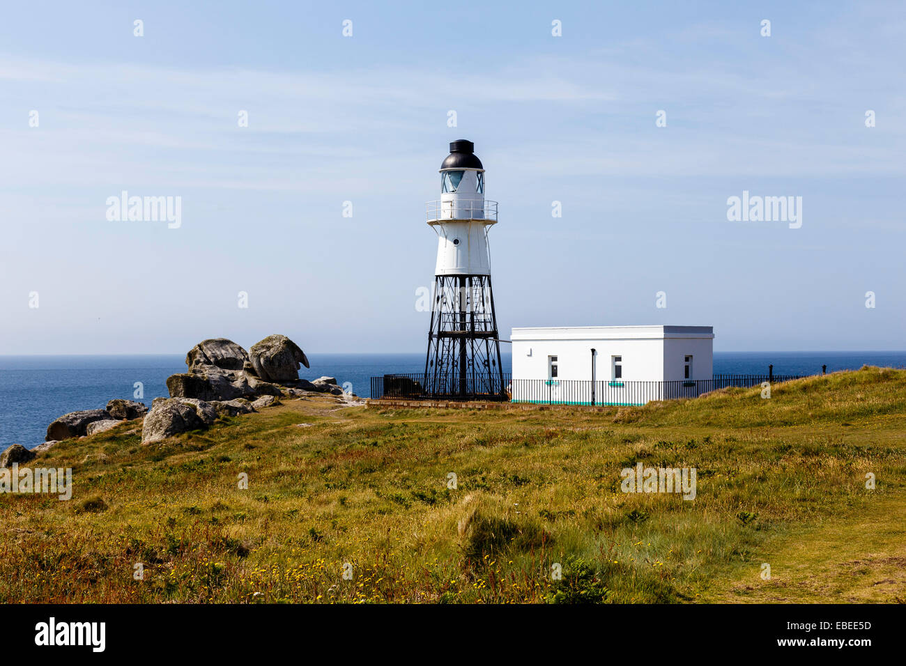 Peninnis Lighthouse, Scilly Isles. Stock Photo