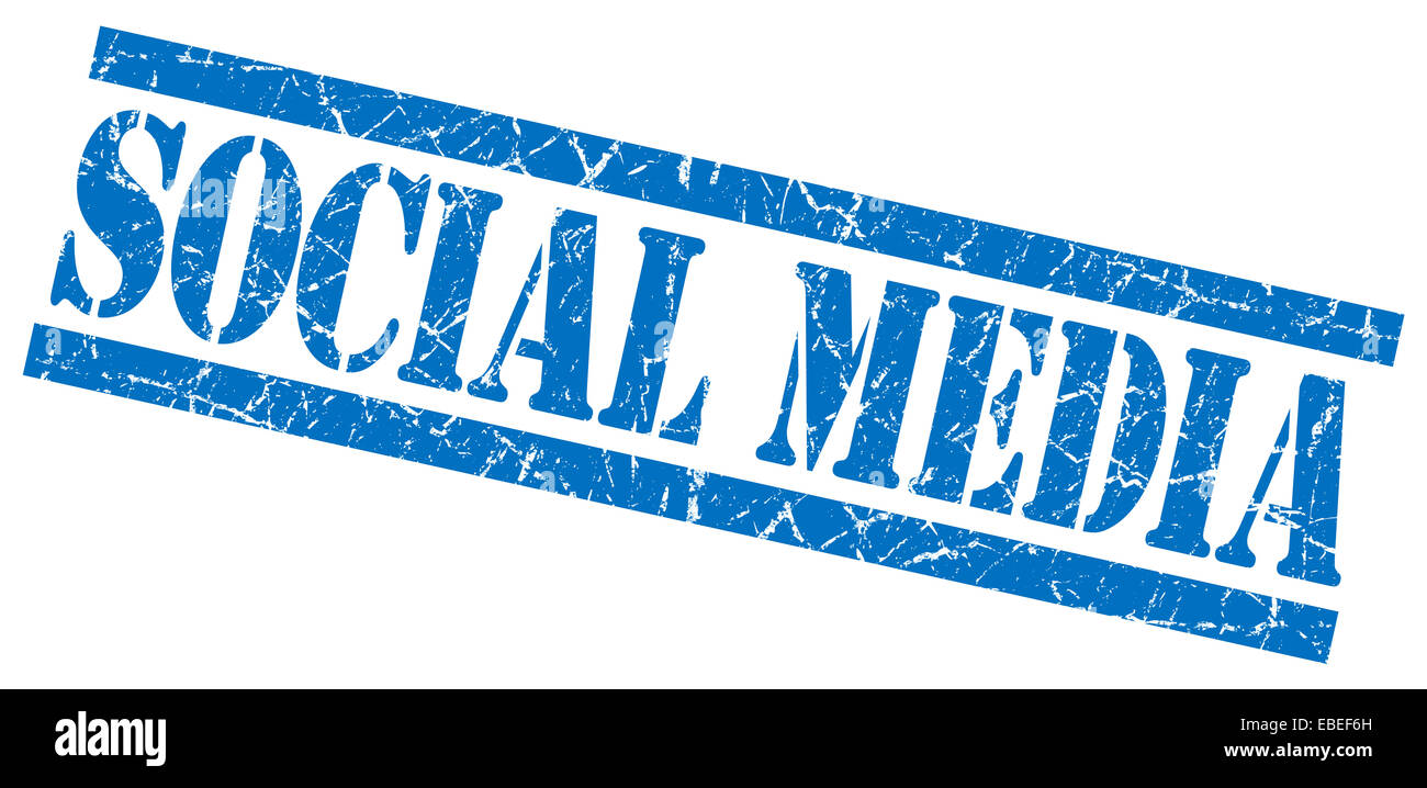 social media blue square grunge textured isolated stamp Stock Photo - Alamy