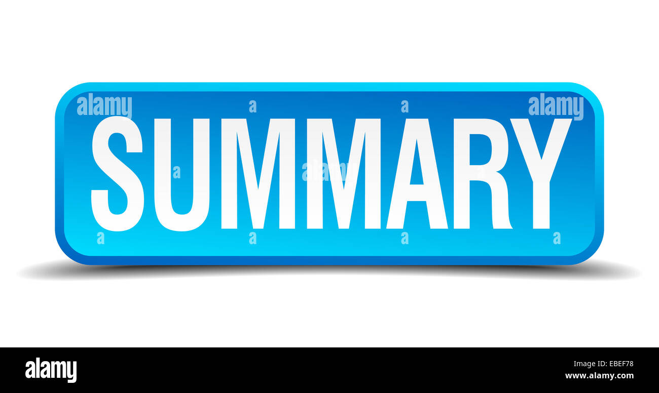 Summary blue 3d realistic square isolated button Stock Photo - Alamy