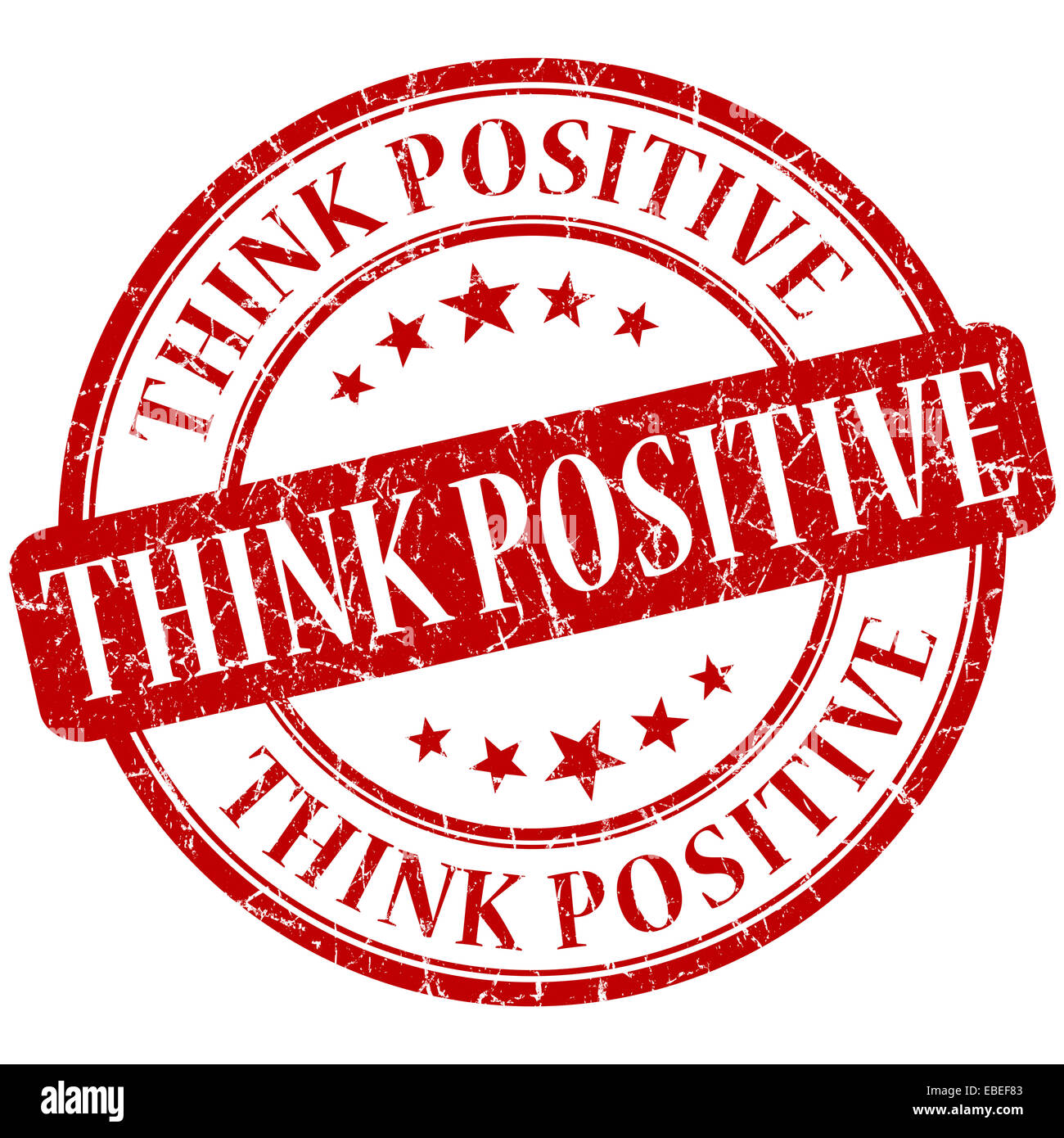 Think Positive Grunge Round Red Stamp Stock Photo - Alamy