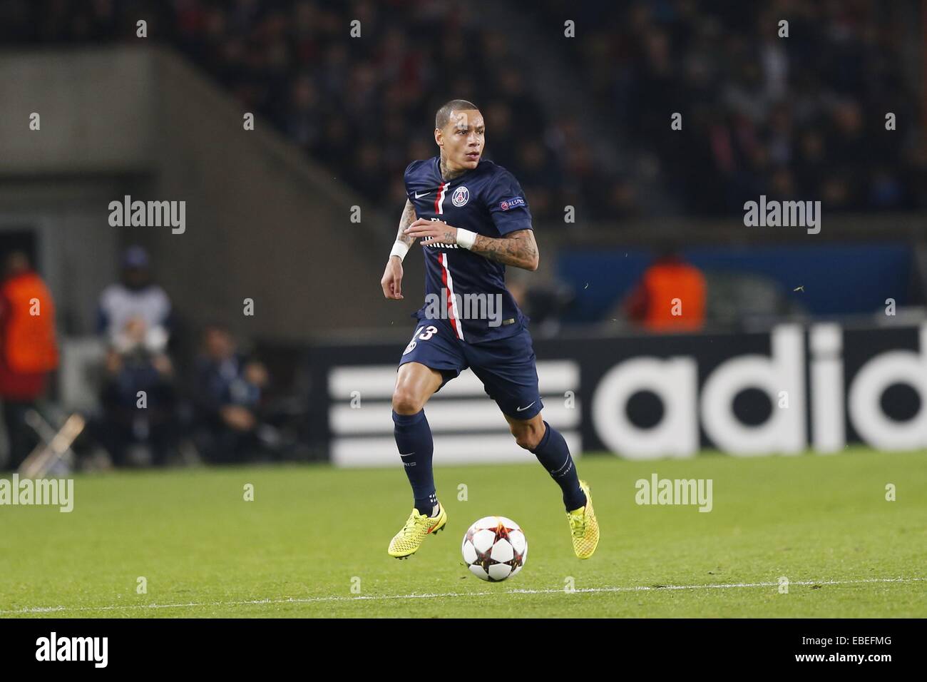 Paris, France. 25th Nov, 2014. Gregory van der Wiel (PSG) Football/Soccer :  UEFA Champions League Group F match between Paris Saint-Germain 3-1 AFC  Ajax at the Parc des Princes Stadium in Paris