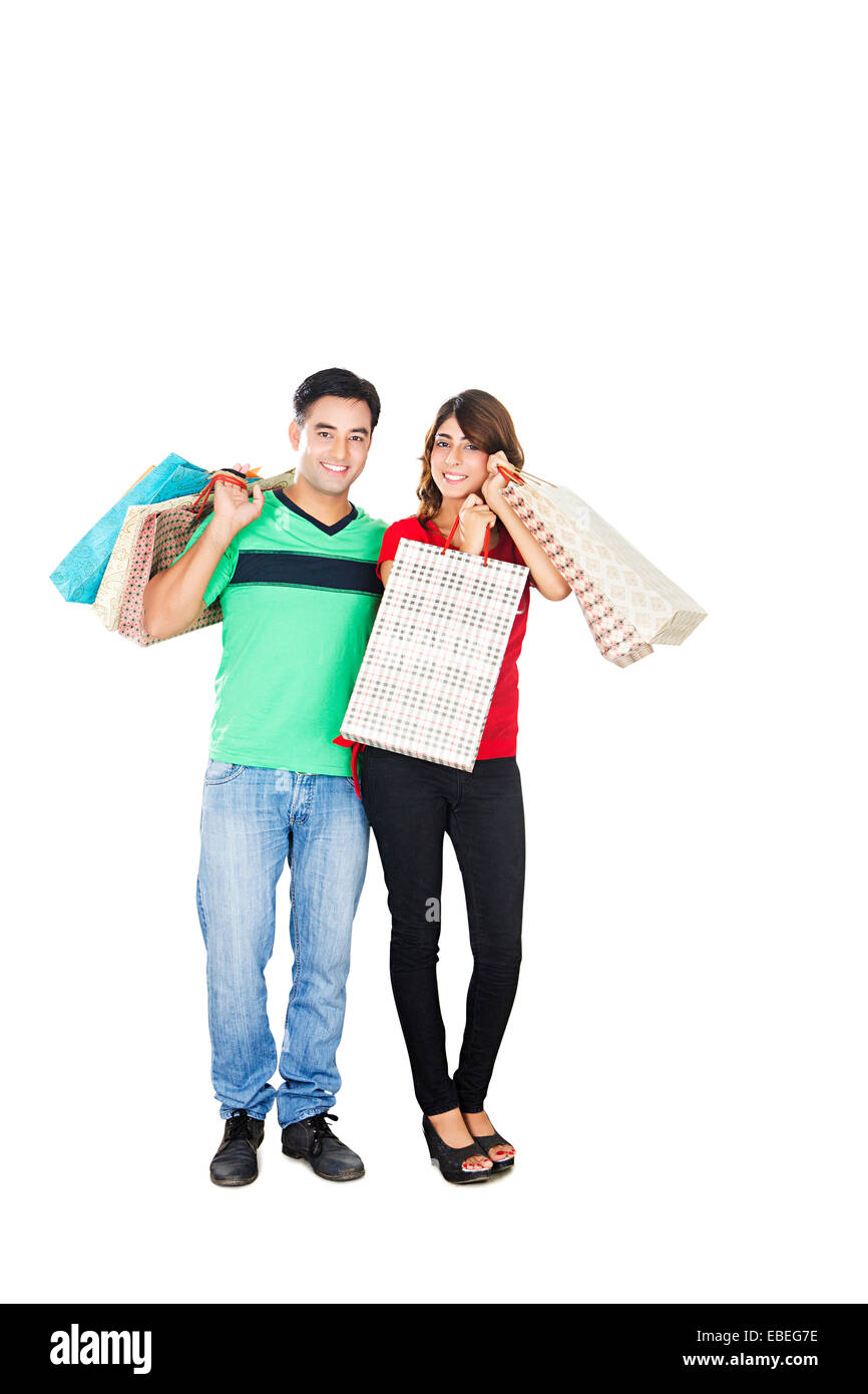 indian Married Couple shopping Stock Photo