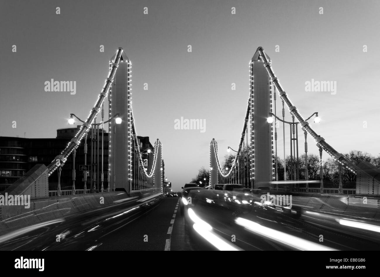 Chelsea Bridge in Black and White Stock Photo