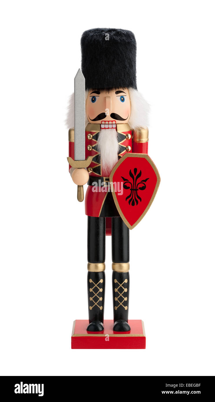 Antique Nutcracker Guard with a sword and red shield Stock Photo Alamy