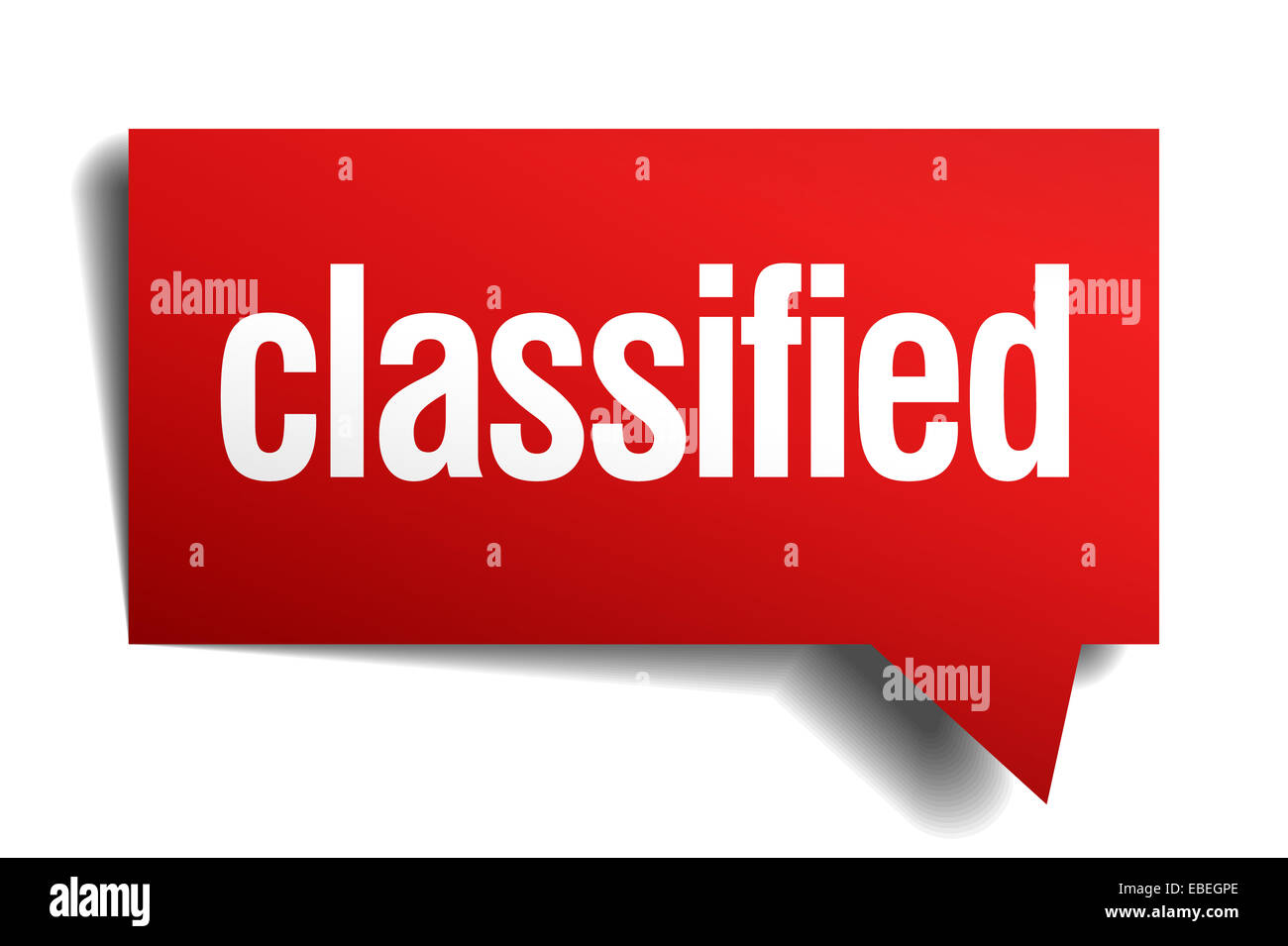 classified red 3d realistic paper speech bubble Stock Photo - Alamy