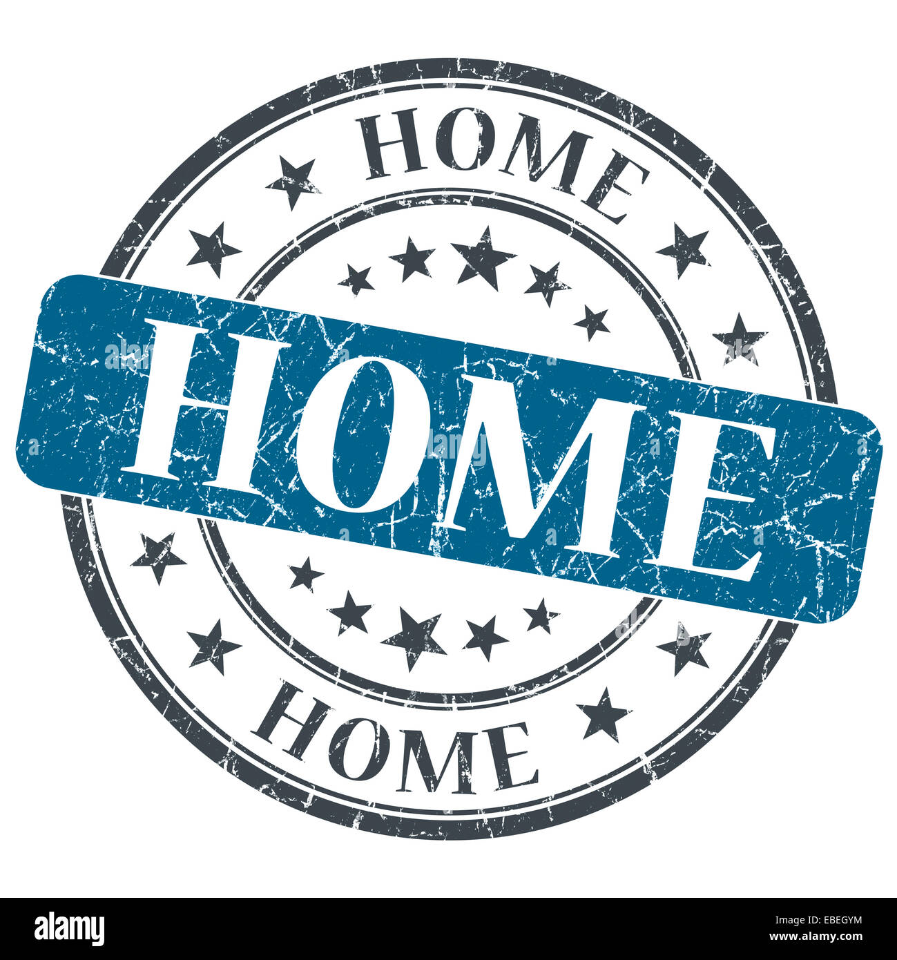 Home blue grunge textured vintage isolated stamp Stock Photo - Alamy