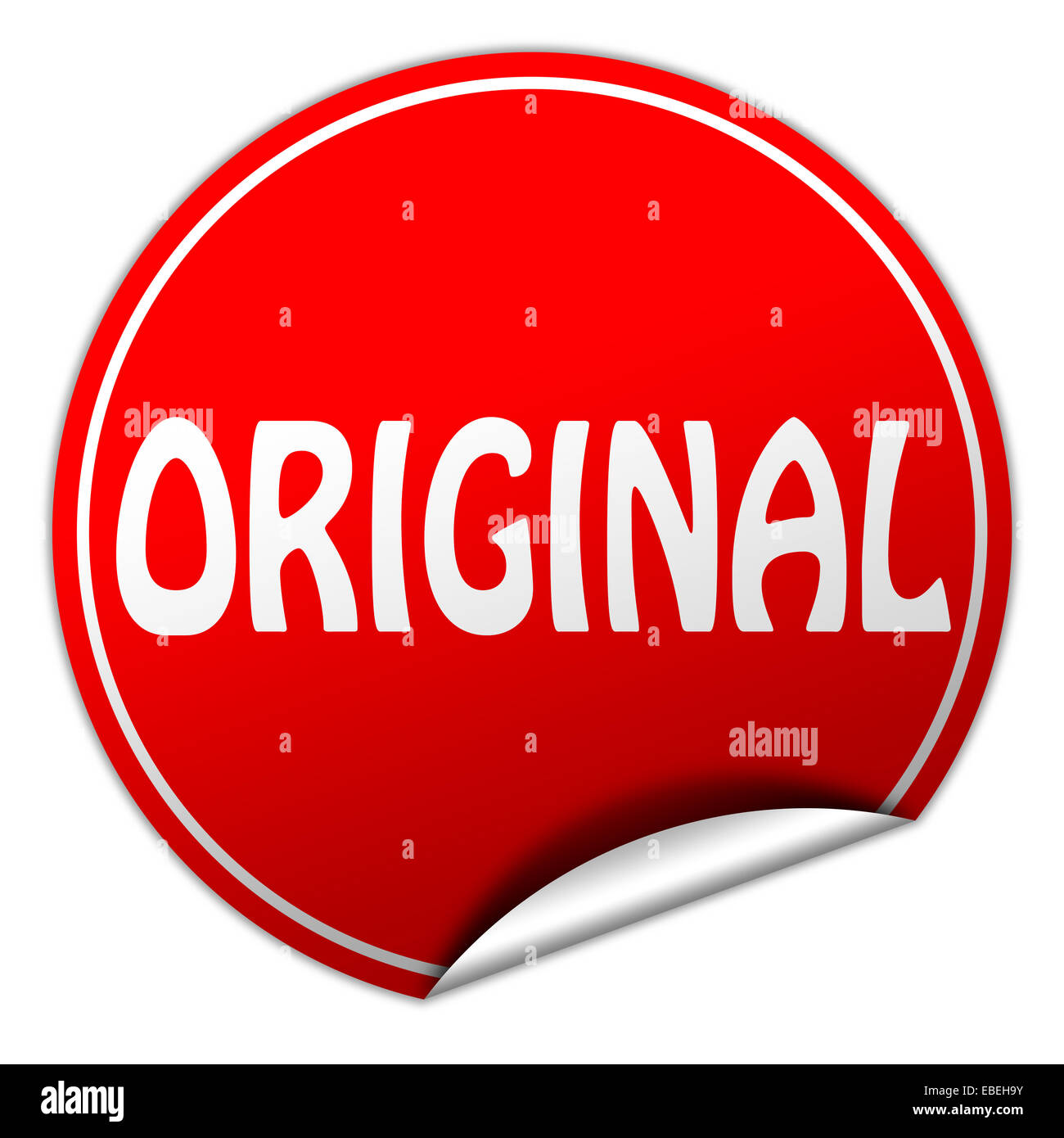 Red Sticker Old original round red sticker on white background Stock Photo - Alamy