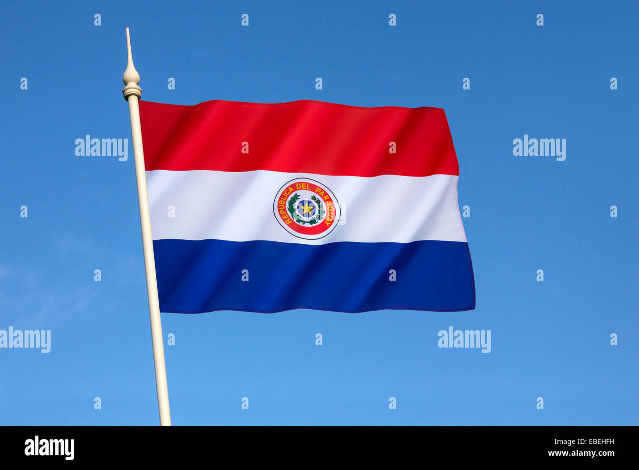 National flag of Paraguay Stock Photo