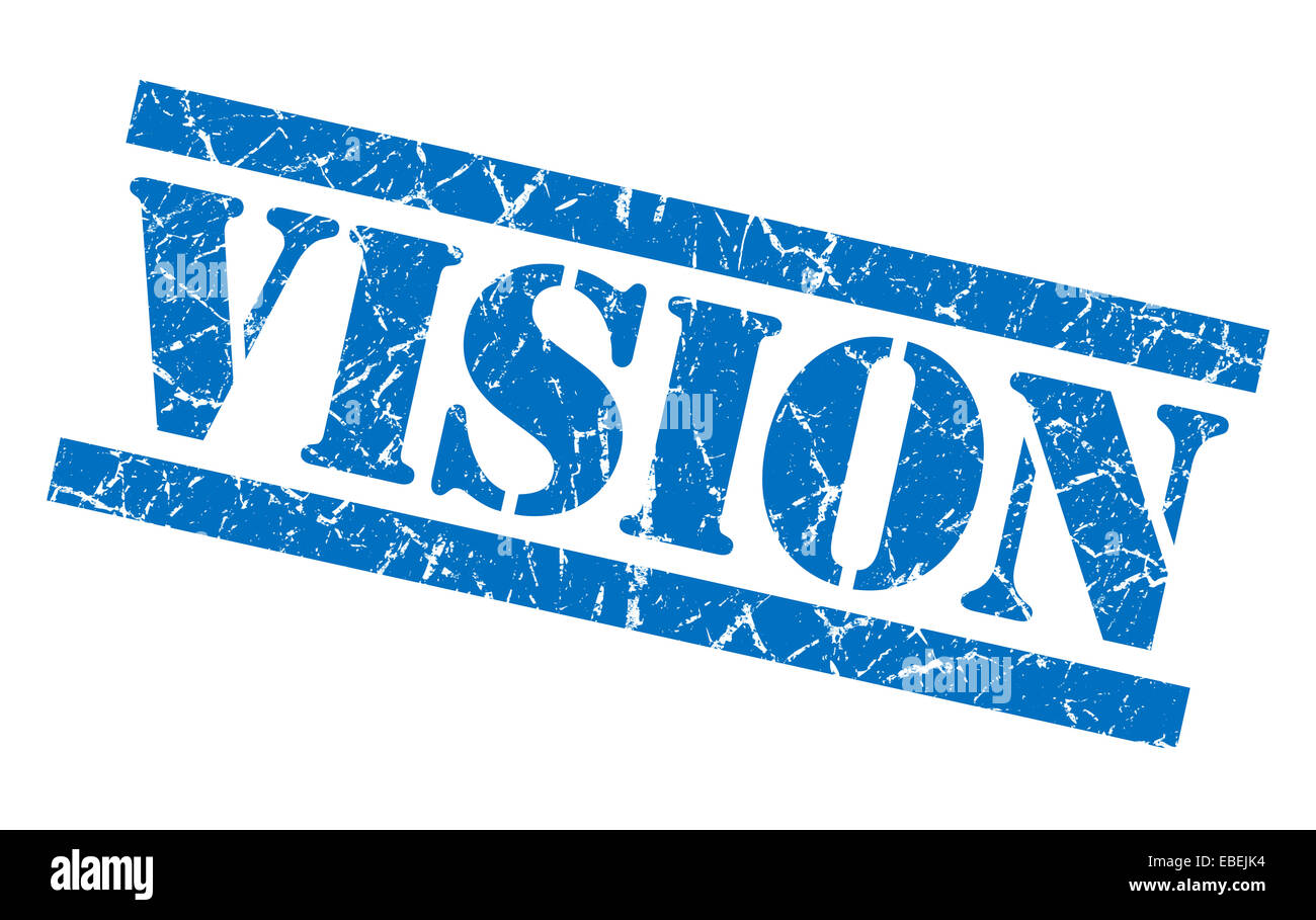 vision blue square grunge textured isolated stamp Stock Photo - Alamy