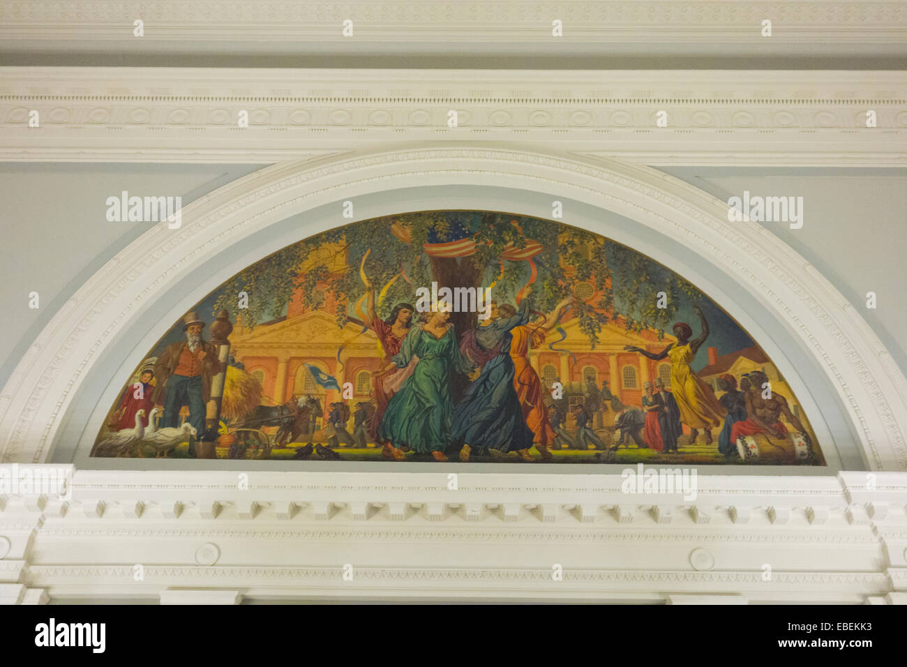 New Haven free public library murals in CT Stock Photo