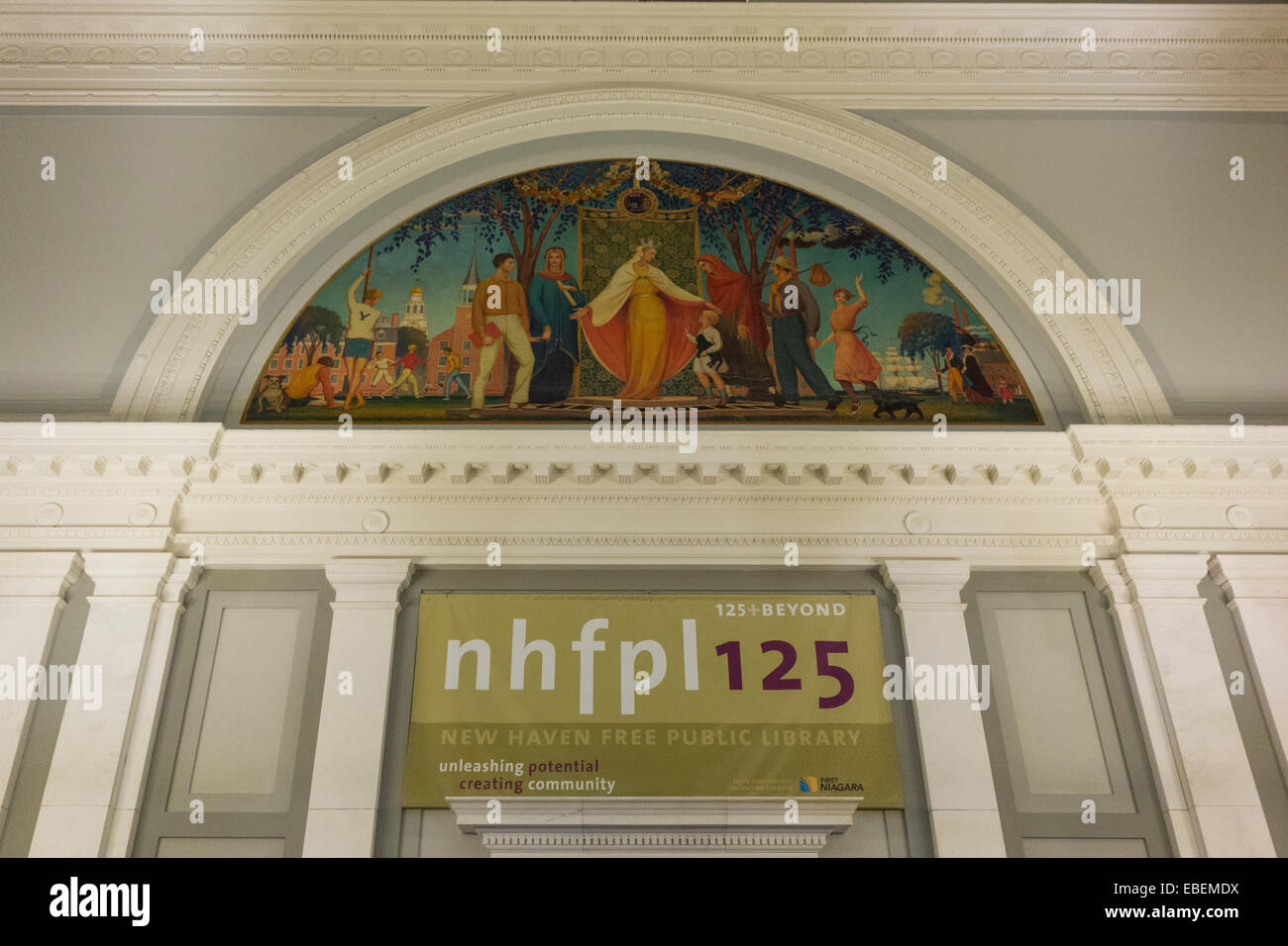 New Haven free public library murals in CT Stock Photo