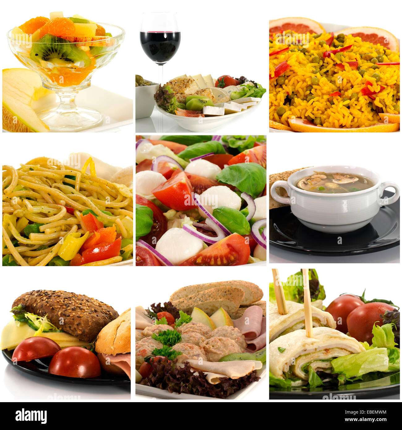 diversity of lunch diner and other meal products Stock Photo