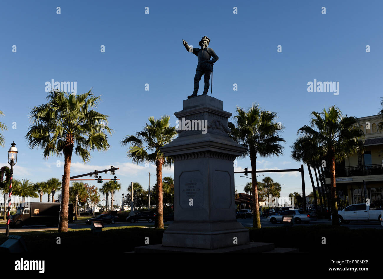 Statue of Ponce De Leon in downtown St. Augustine, Florida Stock Photo