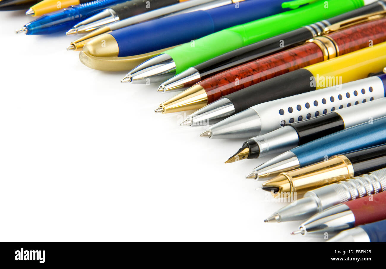 set of pens isolated on white background Stock Photo - Alamy