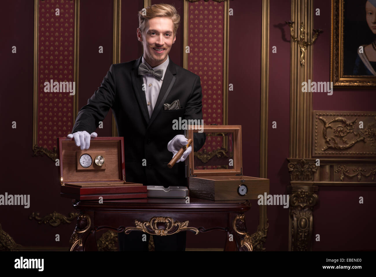 Handsome man with cigar Stock Photo