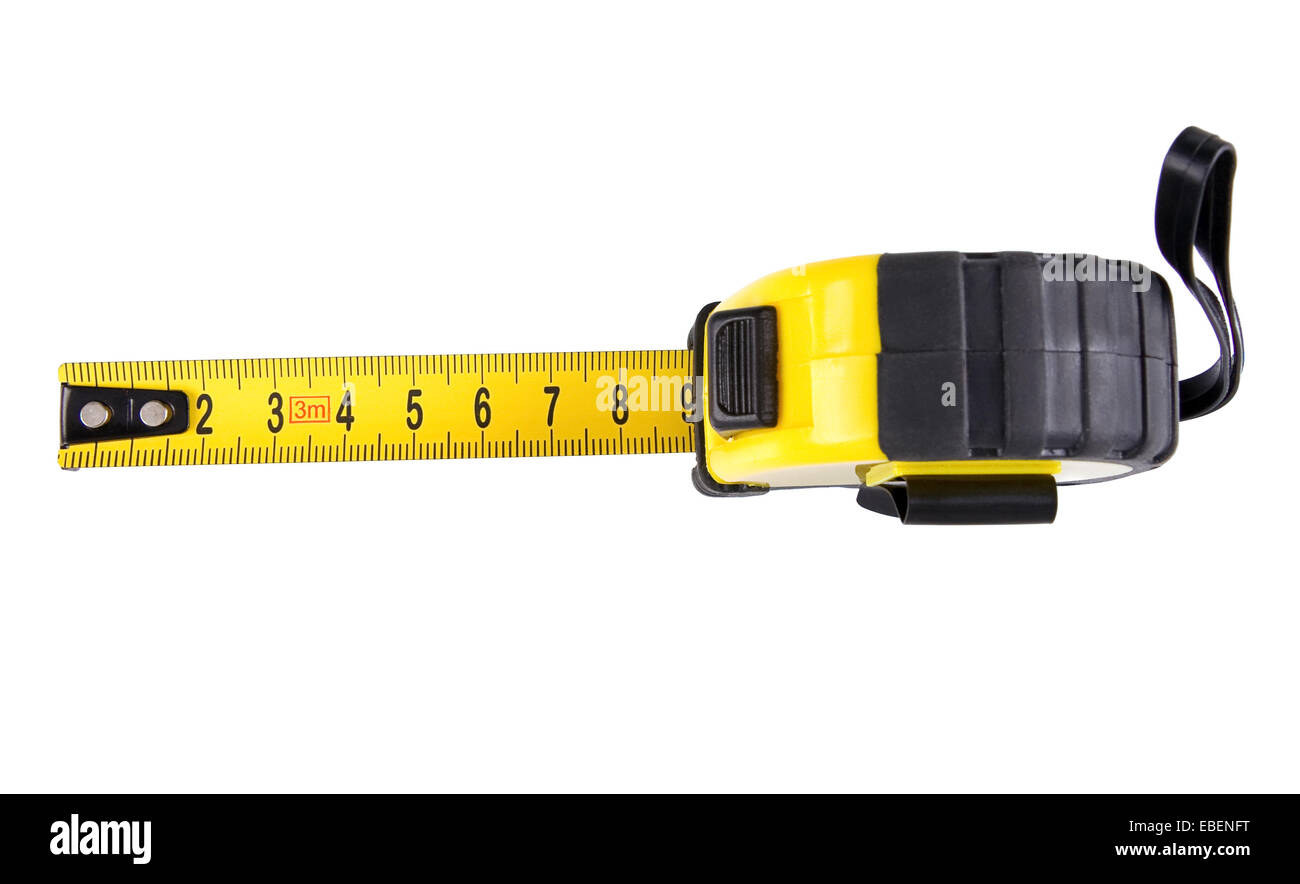 yellow tape measure isolated on white background Stock Photo - Alamy