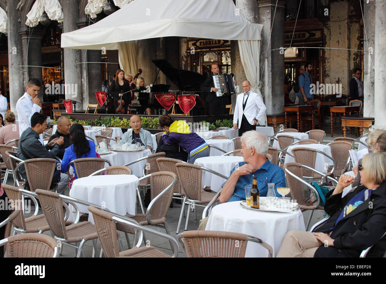 Venice Italy San Marco famous Cafe Florian on the Piazza Stock Photo